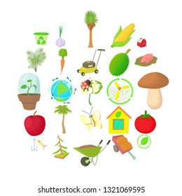 Garden icons set. Cartoon set of 25 garden icons for web isolated on white background