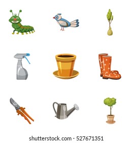 Garden icons set. Cartoon illustration of 9 garden vector icons for web