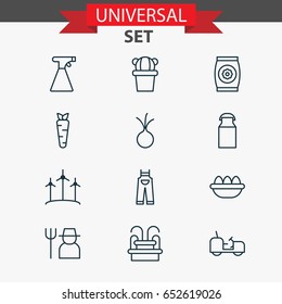 Garden Icons Set. Collection Of Windmill, Grower, Garlic And Other Elements. Also Includes Symbols Such As Garden, Flower, Monument.