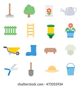 garden icons set. flat design