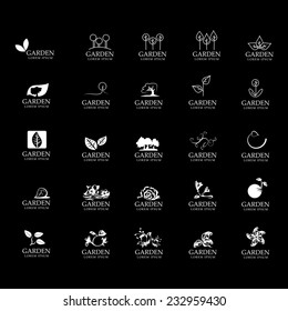 Garden Icons Set - Isolated On Black Background - Vector illustration, Graphic Design Editable For Your Design 