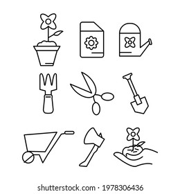 garden icons set. garden pack symbol vector elements for infographic web.