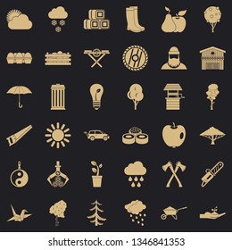 Garden icons set. Simple style of 36 garden vector icons for web for any design