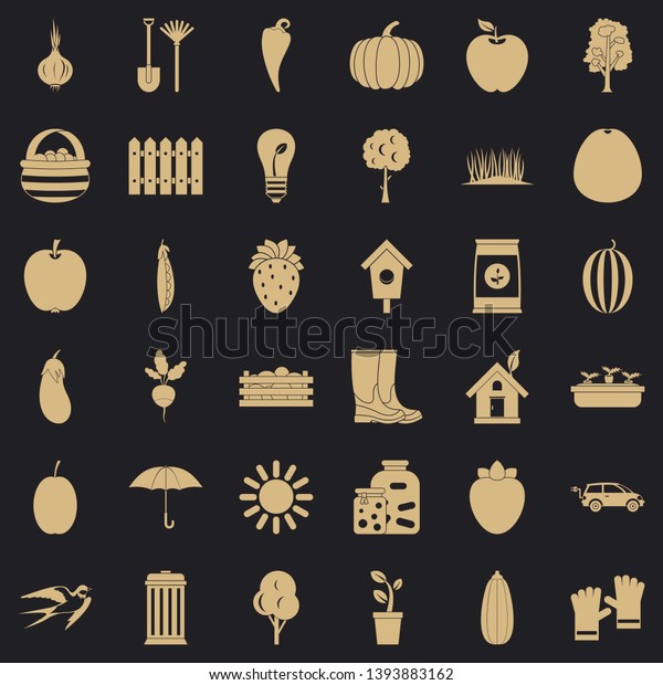 Garden icons set. Simple style of 36 garden vector\
icons for web for any\
design