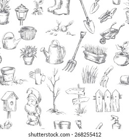 Garden icons set. Sketch converted to vectors.