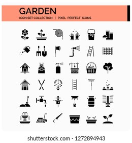 Garden Icons Set. UI Pixel Perfect Well-crafted Vector Thin Line Icons. The illustrations are a vector.