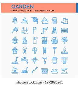 Garden Icons Set. UI Pixel Perfect Well-crafted Vector Thin Line Icons. The illustrations are a vector.