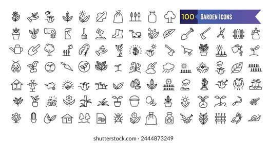 Garden icons set. Set of Garden vector icons for web design. Outline icon collection. Editable stroke.