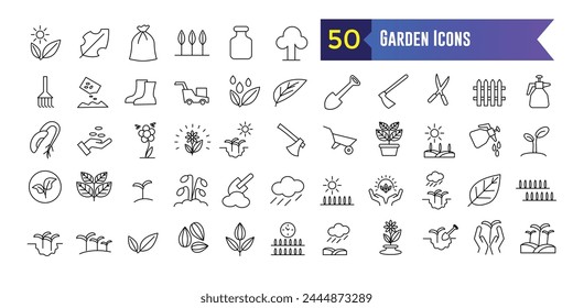 Garden icons set. Set of Garden vector icons for web design. Outline icon collection. Editable stroke.