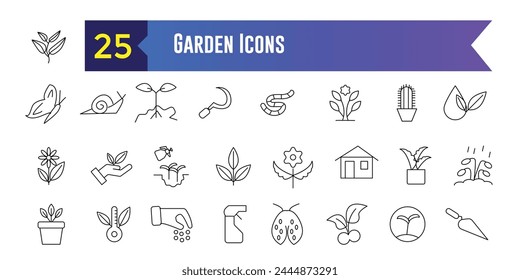 Garden icons set. Set of Garden vector icons for web design. Outline icon collection. Editable stroke.