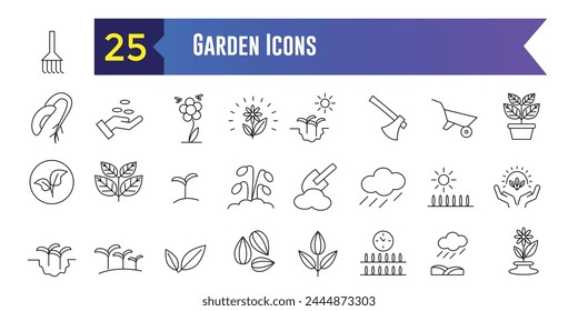 Garden icons set. Set of Garden vector icons for web design. Outline icon collection. Editable stroke.