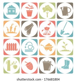 Garden icons. Vector.  EPS-10 (non transparent elements,non gradient). 