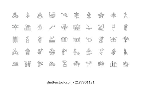 Garden ideas, linear icons, line signs set, vector collection