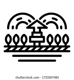 Icono de riego de jardín. Icono del vector de irrigación de jardín de contorno para diseño web aislado en fondo blanco
