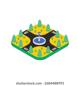 Ilustración de estilo de Vector isométrico de jardín 