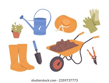 Gartenartikel einzeln für die Pflege von Blumenbeeten im Hinterhof, Pflanzarbeiten im Obstgarten oder landwirtschaftlichen Betrieb
