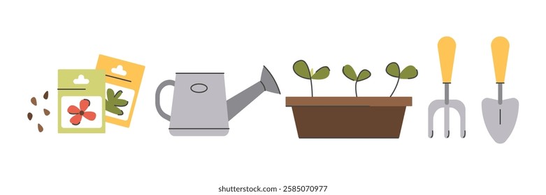 Garden items. Planting and Growing illustrations