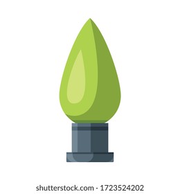 Garden Lamp, Green Lantern, Decorative Design Element for Garden Flat Vector Illustration