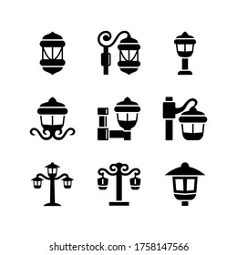 garden lamp icon set collection glyph style design
