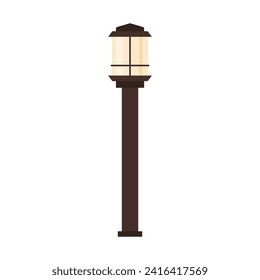 Garden lamp light. Decorative landscape objects, outdoor patio furniture cartoon vector illustration