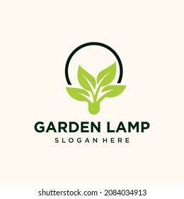 Garden lamp logo vector illustration design lantern bulb symbol innovative farm modern logo