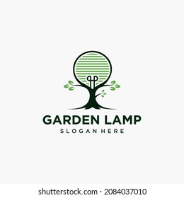 Garden lamp logo vector illustration design lantern bulb symbol innovative farm modern logo