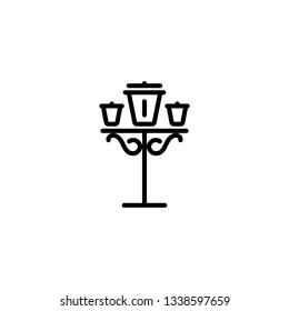 garden lamp, outline black style, hotel icon, vector illustration