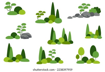 Garden Landscape Design Illustration. Nature style park