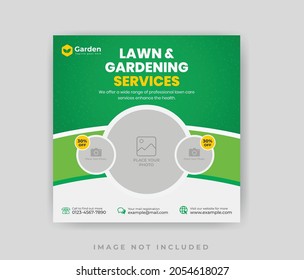 Garden landscaping care service social media post design template