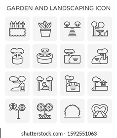 Garden and landscaping icon set for landscaping graphic design element, editable stroke.