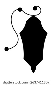 Garden lantern. Silhouette. Street lamp hanging on curved figured mount. Vector illustration. Isolated white background. Idea for web design.
