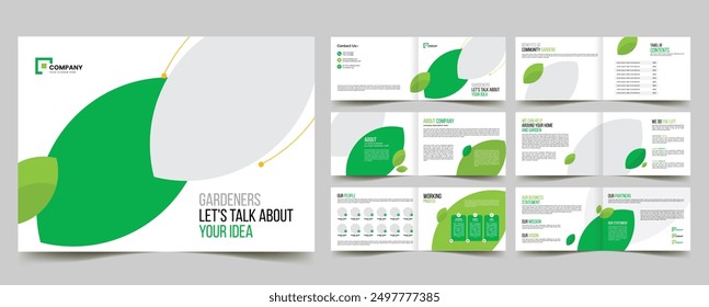 garden lawn care landscaping portfolio brochure template design	