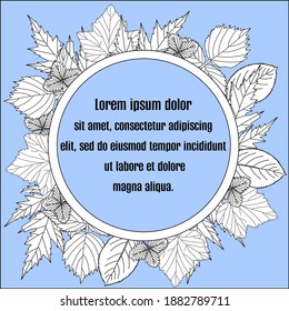 garden leaf frame for text placement vector monochrome illustration