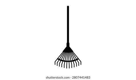 Garden leaf rake depicted as a black silhouette