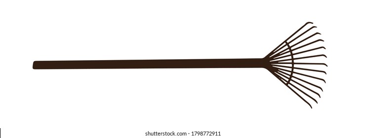 Garden Leaf Rake, Metal Leaf Rake Head for Lawn Garden Heavy Duty Shrub Fan Rake Garden Tool. vector illustration. 