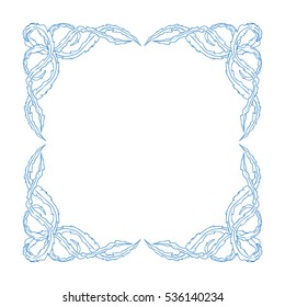 Garden leaf swirl vector frame illustration