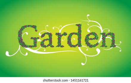 Garden leaves and flowers text