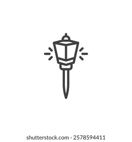 Garden Light line icon. linear style sign for mobile concept and web design. Small light on stake outline vector icon. Symbol, logo illustration. Vector graphics