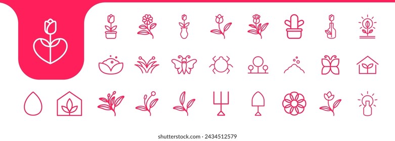 garden line icon set collection design vector