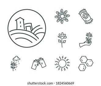 garden line style set icons design, Gardening planting and nature theme Vector illustration