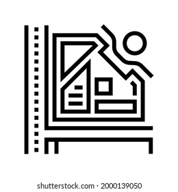 ubicación de jardín en el vector de icono de línea de mapa. símbolo de contorno aislado ilustración negra