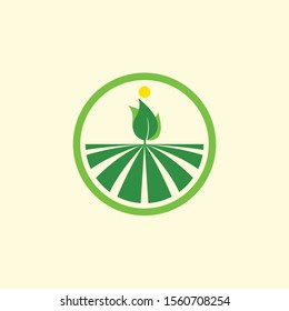 garden logo in circle design vector template, nature logo design 
