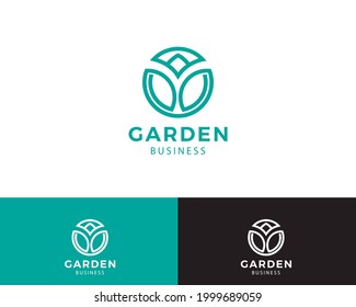 garden logo flower creative line lotus emblem sign symbol