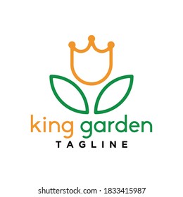 garden logo, leaf and crown logo design