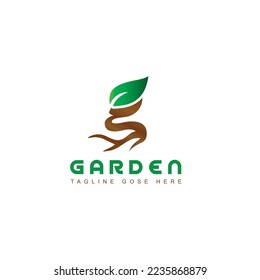 garden logo leaf g leaf with roots plant nature agriculture.