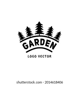 garden logo with minimalist and modern style, very natural tree and plant logo. black and white vector logo