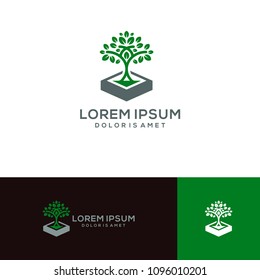 garden logo template environmental brand. Tree logotype icon plant vector illustration 