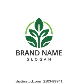 Garten-Logo-Vorlage Farm-Logo mit Pflanzen-Illustration