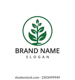 Garten-Logo-Vorlage Farm-Logo mit Pflanzen-Illustration