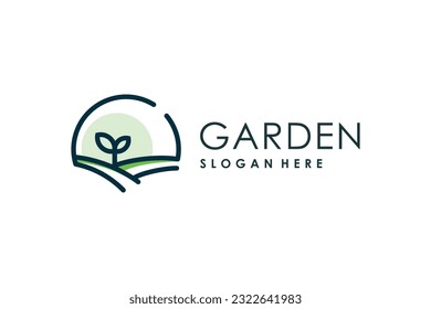 Garden logo vector with modern simple concept